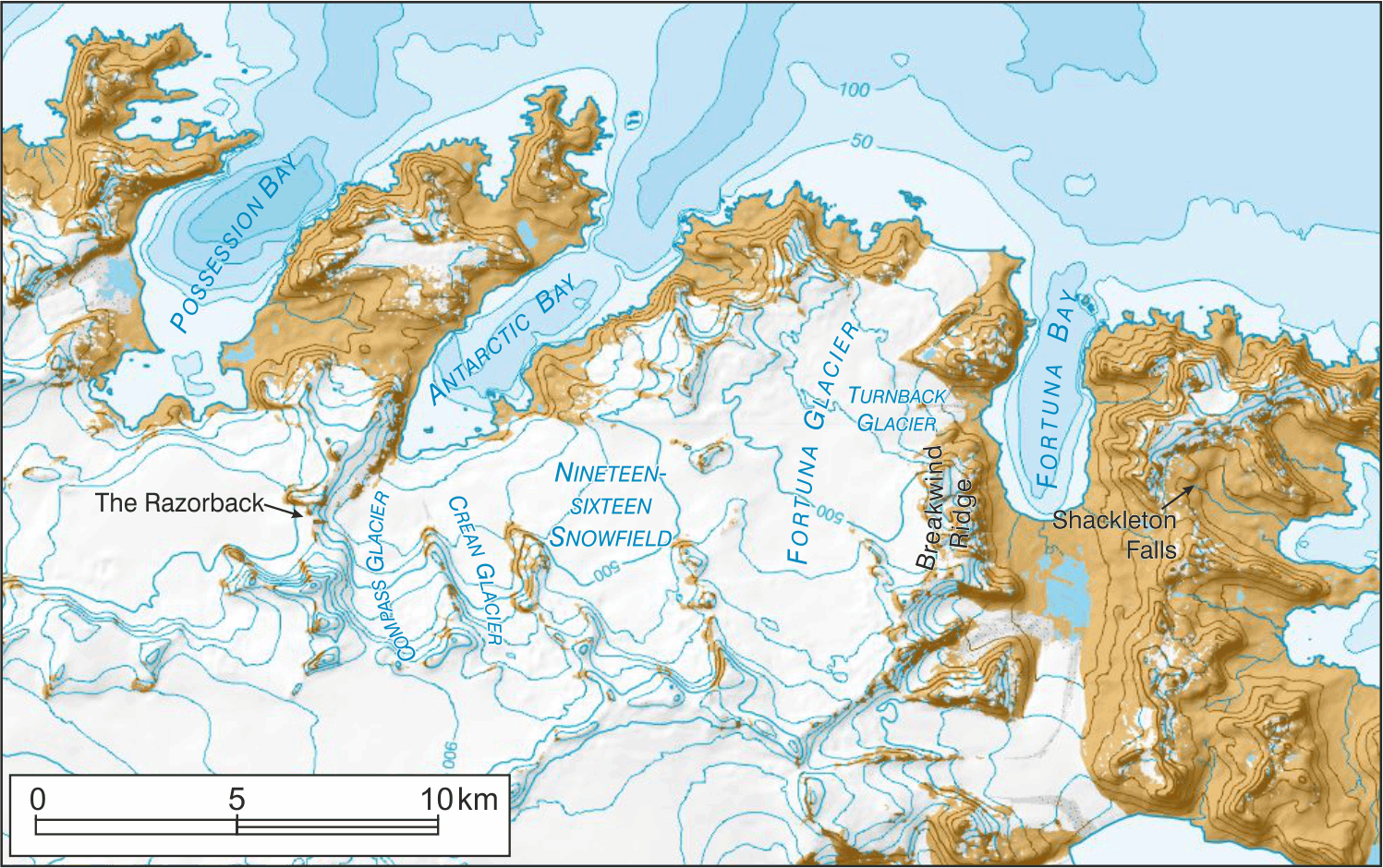 Placenames along Shackleton's route